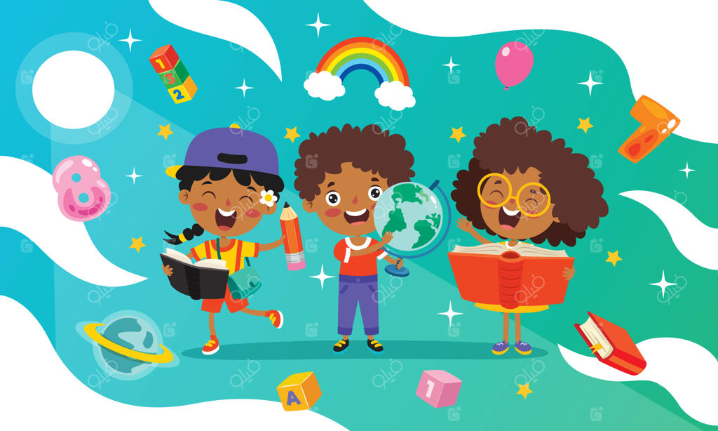 کودک شاد در حال درس خواندن و یادگیری