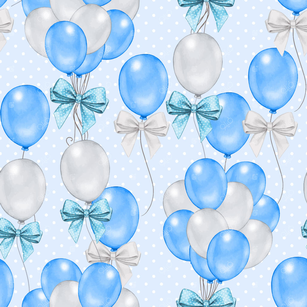 الگوی یکپارچه بادکنک‌های بامزه با آبرنگ