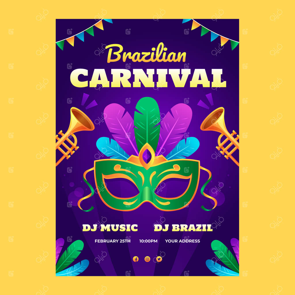 پترن پوستر عمودی کارناوال با گرادیان رنگی