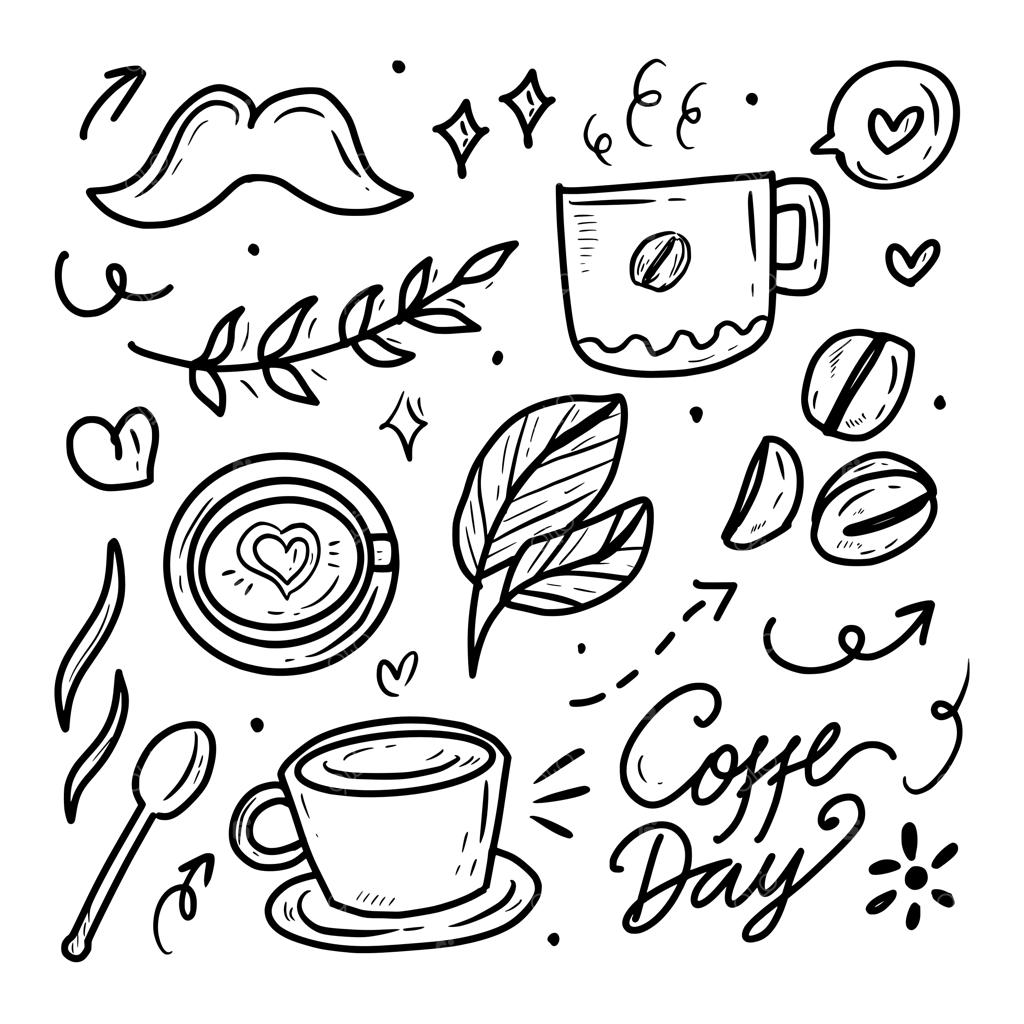 مجموعه طراحی دانه قهوه با سبک خطی