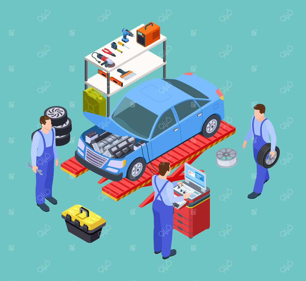 سرویس خودرو به صورت ایزومتریک