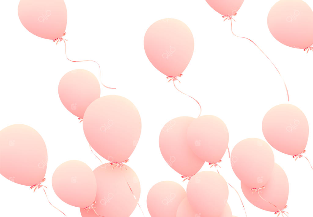 پس‌زمینه جشن با بادکنک‌های هلیومی: تولد را جشن بگیرید، پوستر و بنر برای سالگرد خوش‌آمدگویی. عناصر دکوراتیو واقعی. شیء سه‌بعدی وکتور، بادکنک با روبان به رنگ صورتی. کارت تبریک