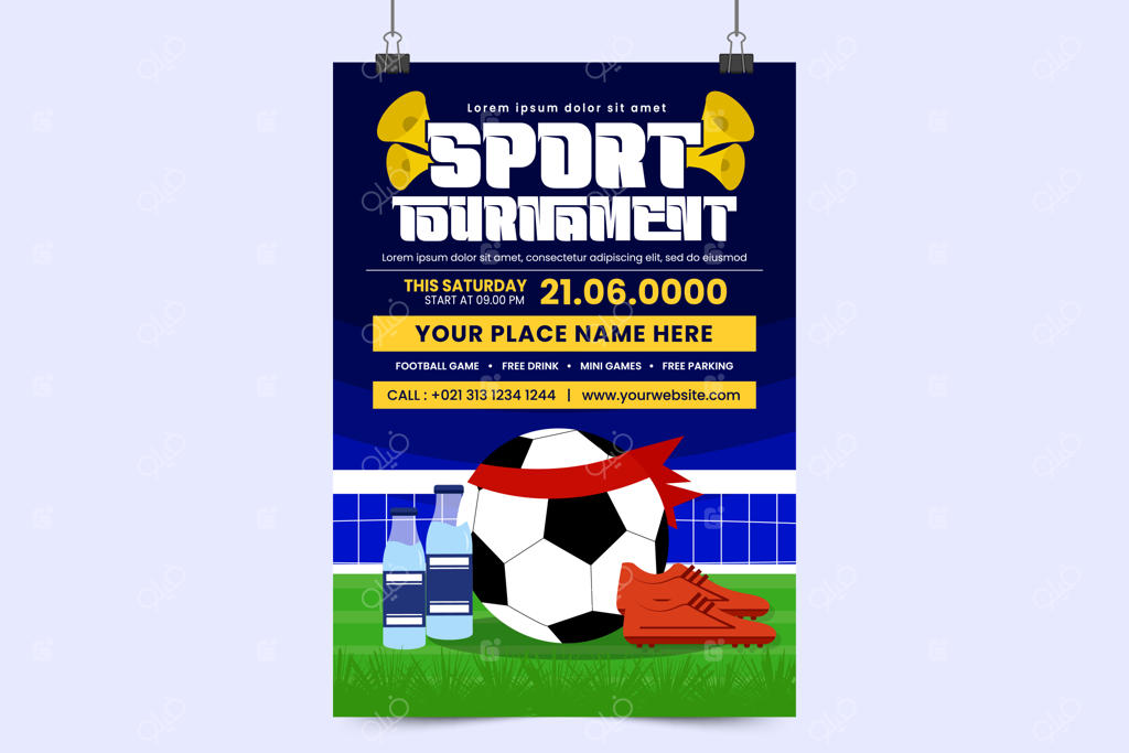 قالب طراحی پوستر یا بروشور مسابقات فوتبال - قابل شخصی‌سازی آسان