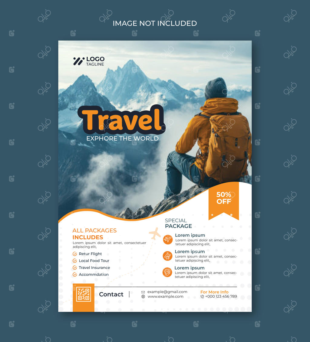 قالب پست اینستاگرام و بنر وب‌سایت با موضوع سفر و گردشگری