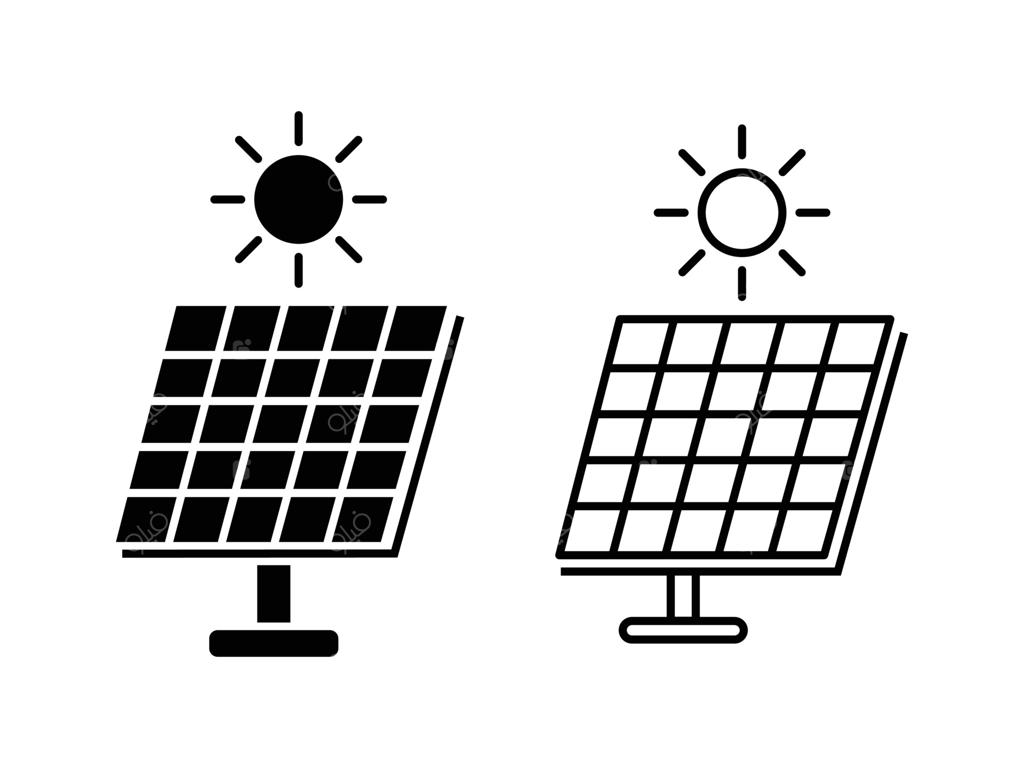مجموعه آیکون‌های پنل خورشیدی: نماد انرژی خورشیدی برای طراحی رابط کاربری و وب.