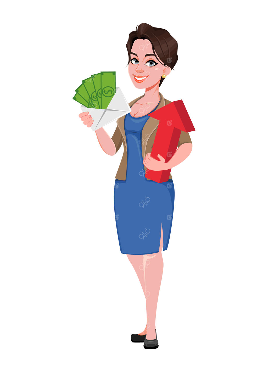 شخصیت کارتونی بیزنس‌وومن جذاب و دوست‌داشتنی.