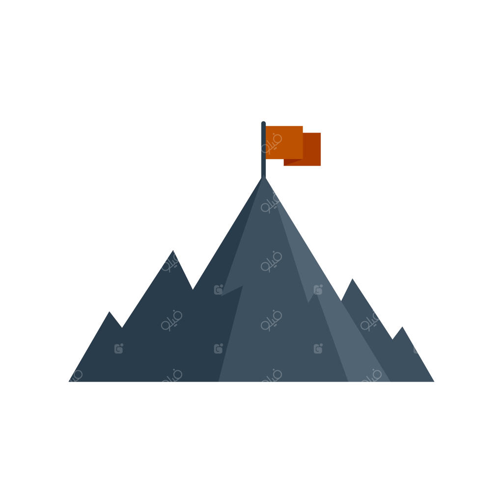 اهتزاز پرچم قرمز بر فراز قله کوه به نشانه موفقیت