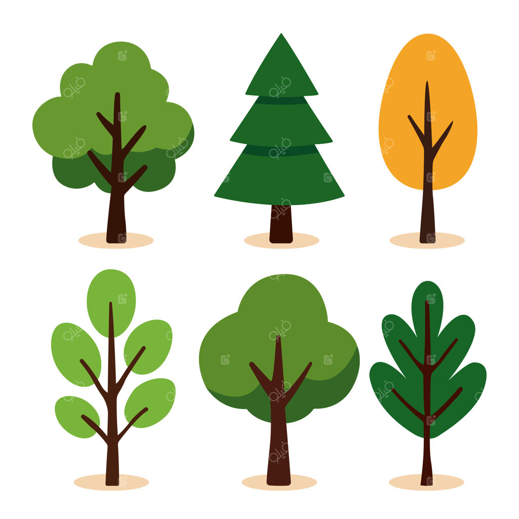 مجموعه درخت‌های کارتونی تخت