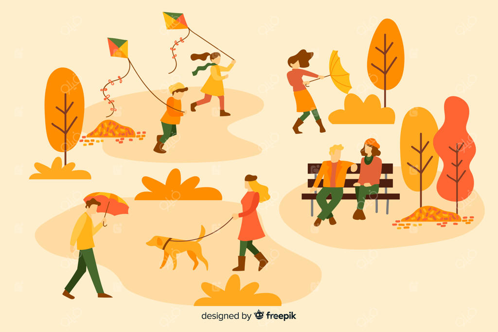 مردم در پارک پاییزی