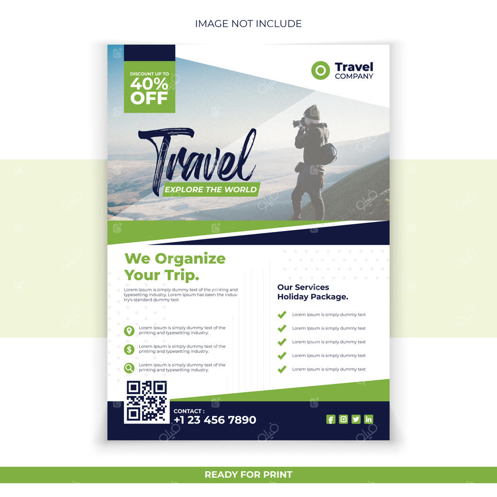 قالب وکتور تراکت مسافرتی رایگان