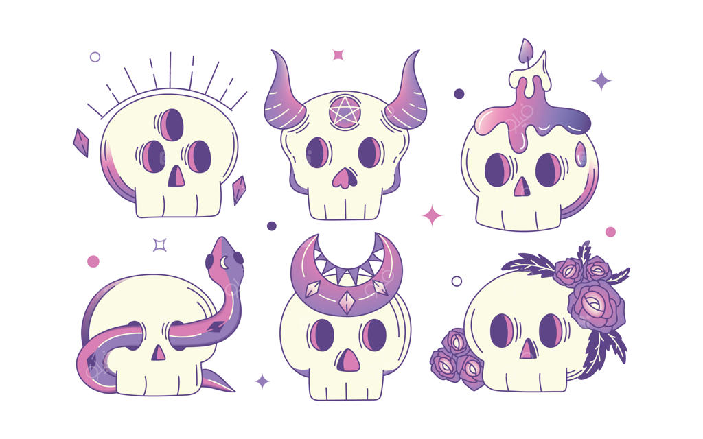 طرح جمجمه بامزه با سبک اسرارآمیز نجومی