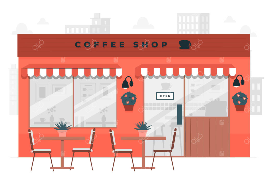 تصویر مفهومی طراحی ساختمان کافی‌شاپ