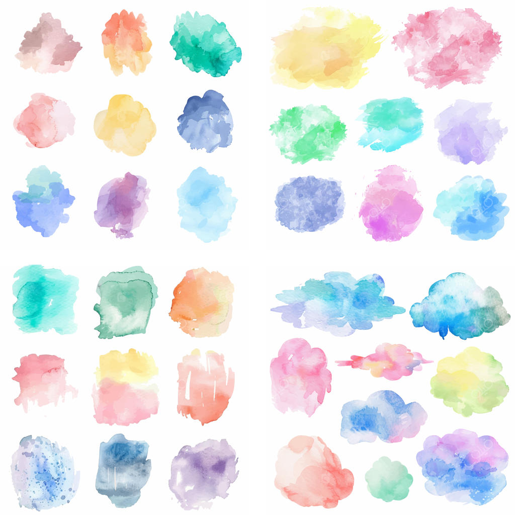 لکه جوهر و ضربه قلم‌موی پاستلی رنگارنگ، پاشش رنگ خلاقانه با جلوه آبرنگی و بافت خشن