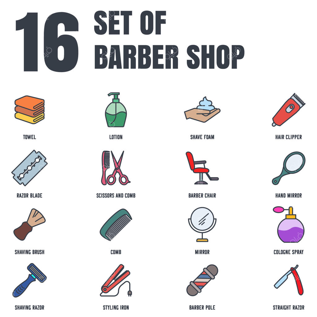 نماد مجموعه آیکون آرایشگاه برای طراحی گرافیکی و وب - پترن لوگو وکتور