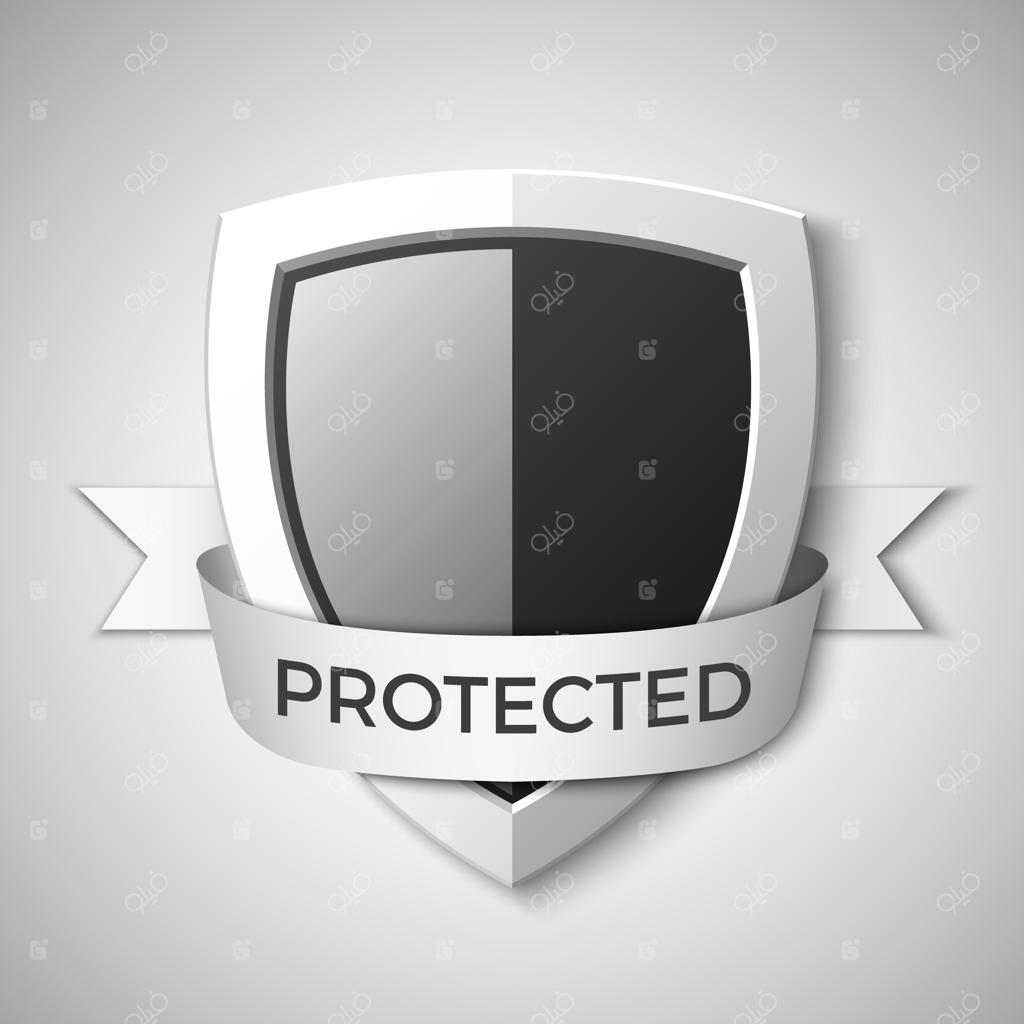 سپر محافظ مشکی و خاکستری. بنر ایمنی. نماد محافظت. تصویرسازی.