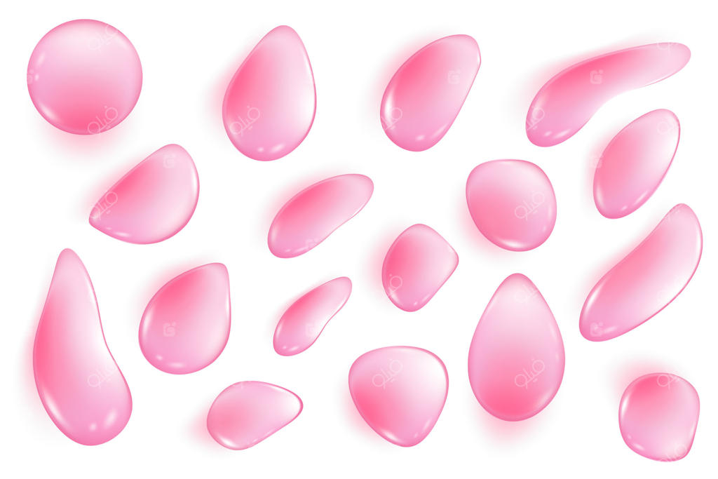 مجموعه‌ای از قطرات آب صورتی شیک برای طراحی وکتور حرفه‌ای