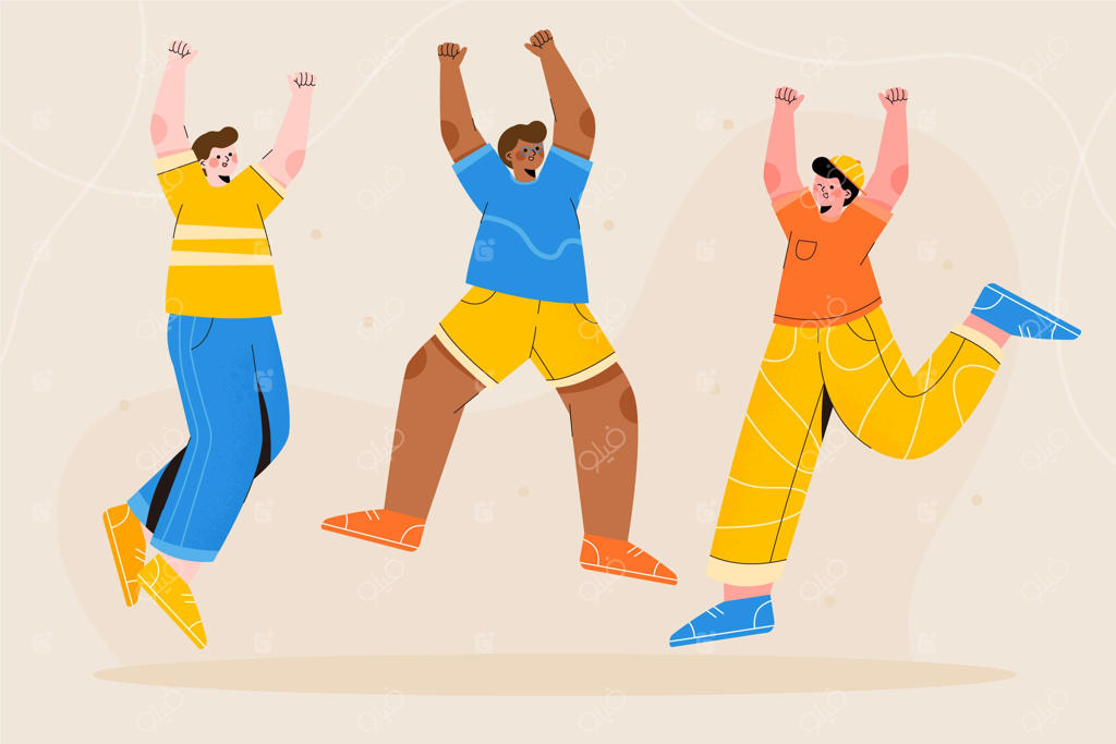 طرح دستی از افرادی که از روی شادی می‌پرند