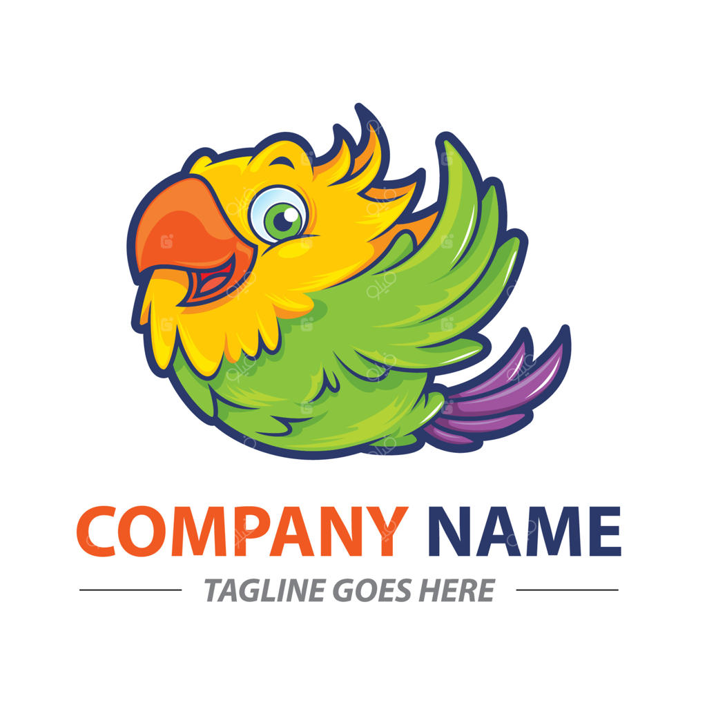 نماد پرنده بامزه رنگارنگ