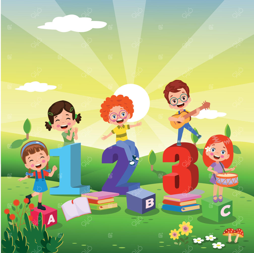 طبیعت بیرون با کتاب‌ها و مکعب‌های حروف برای کودکان نازنین