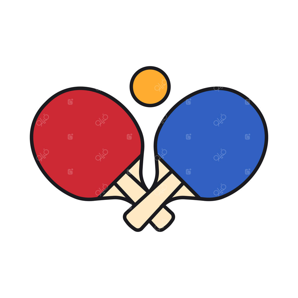 لوگوی تنیس روی میز با طرح راکت و توپ پینگ پنگ