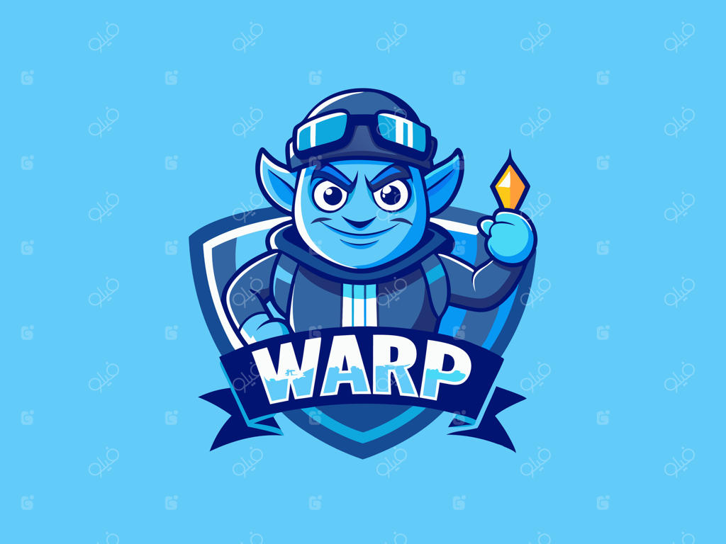 هیولای آبی کارتونی با چهره خندان؛ هیولای شاخ‌دار و آبی هالووینی