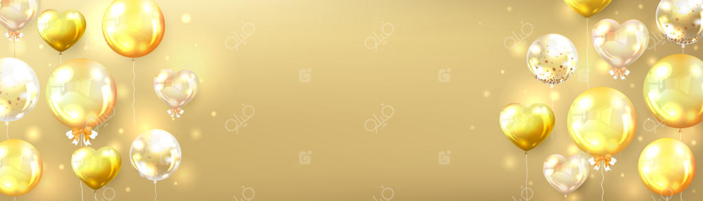 پس‌زمینه بادکنک‌های طلایی افقی