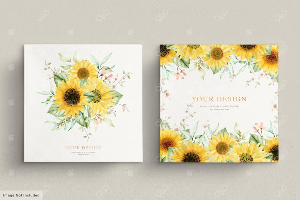 مجموعه کارت دعوت آفتابگردان آبرنگی