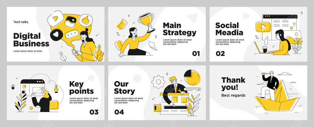 پترن طراحی با زمینه زرد برای ارائه و اسلاید با حضور افراد تجاری