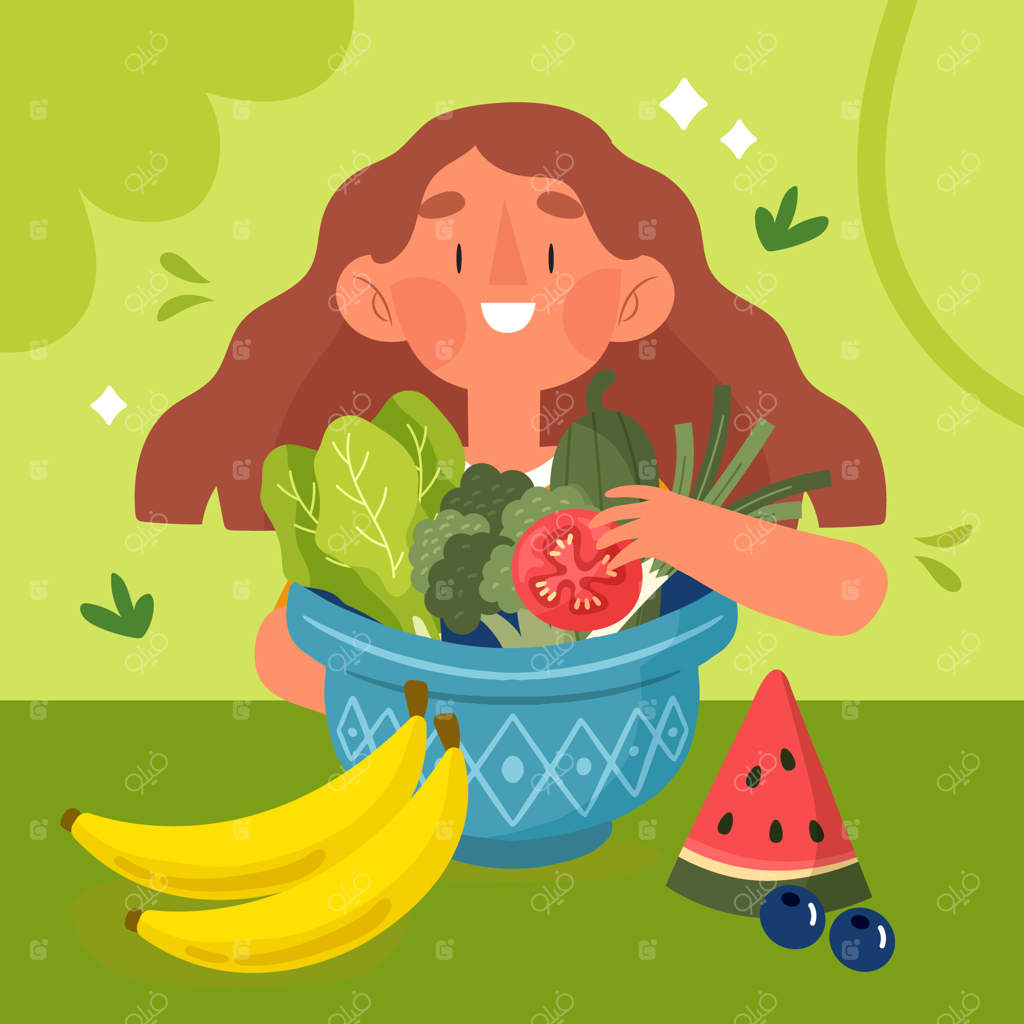 تصویرسازی فلت برای جشن روز جهانی گیاه‌خواری