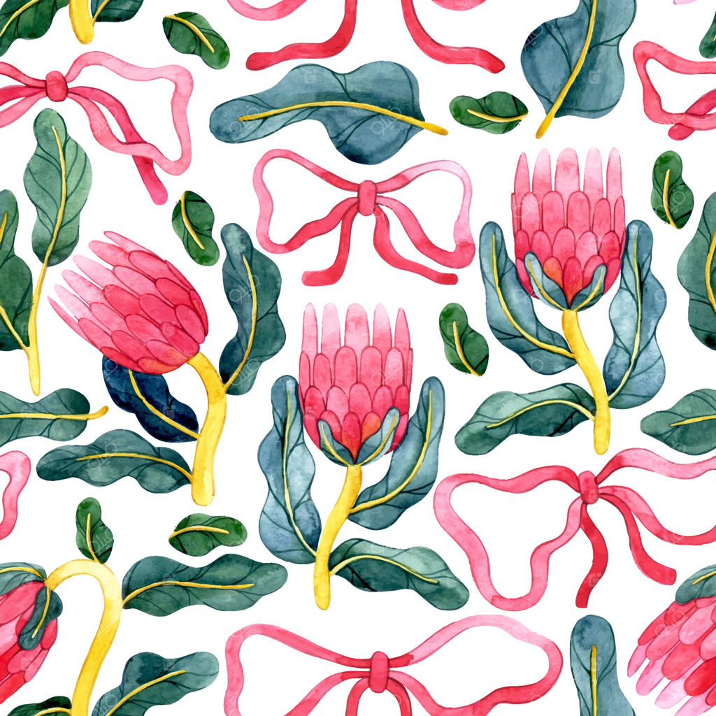 طرح گل‌دار زنده با گل‌های صورتی و برگ‌های سبز (وکتور حرفه‌ای)