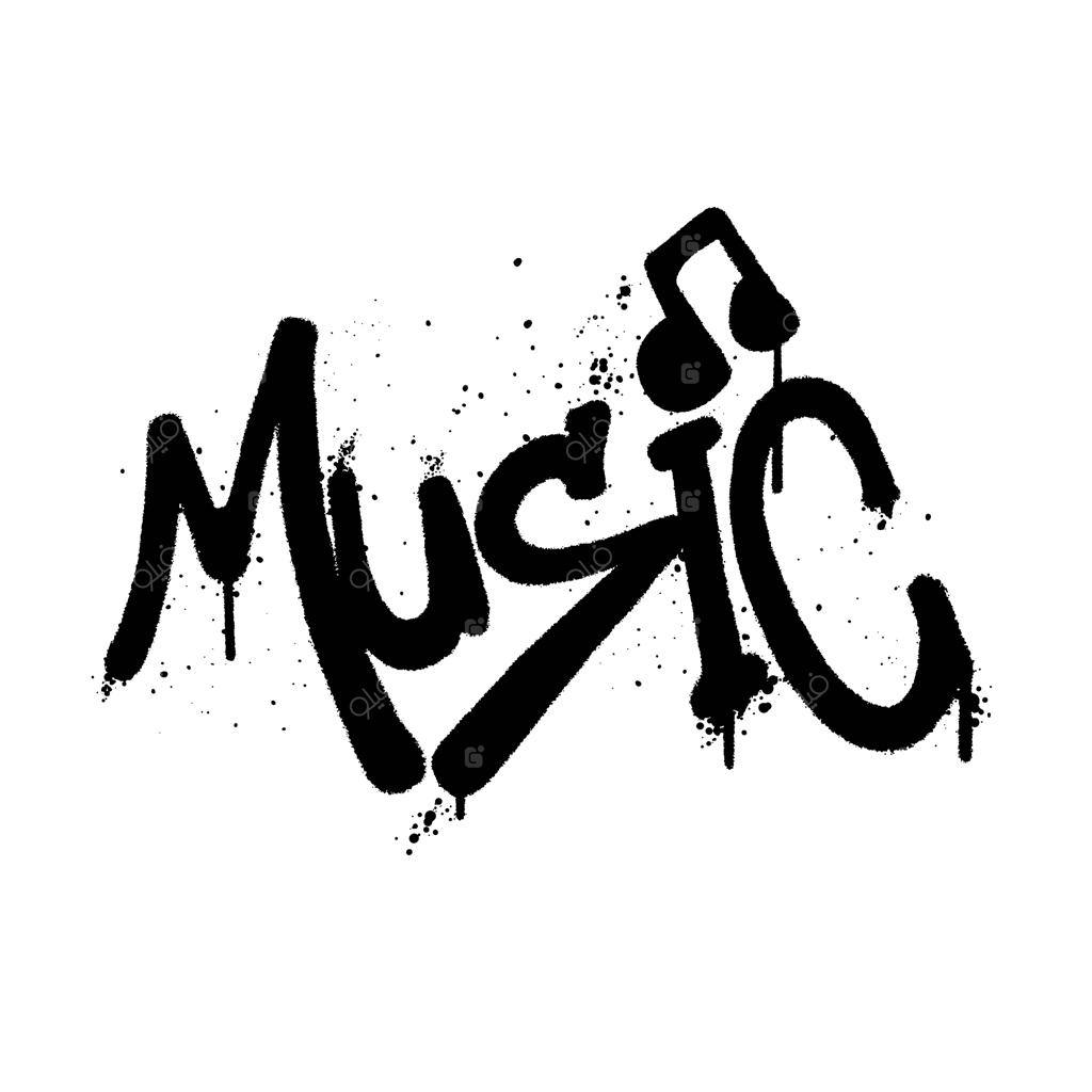 نقاشی گرافیتی با کلمه موسیقی - وکتور مجزا