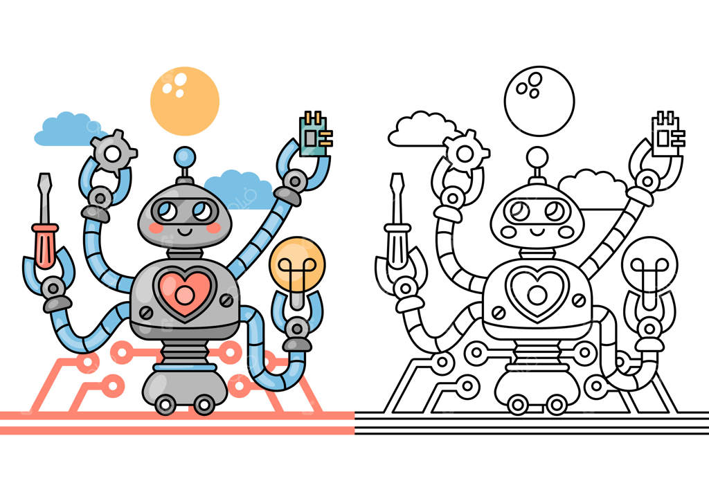 تصویرسازی نقاشی ربات دست‌کشیده