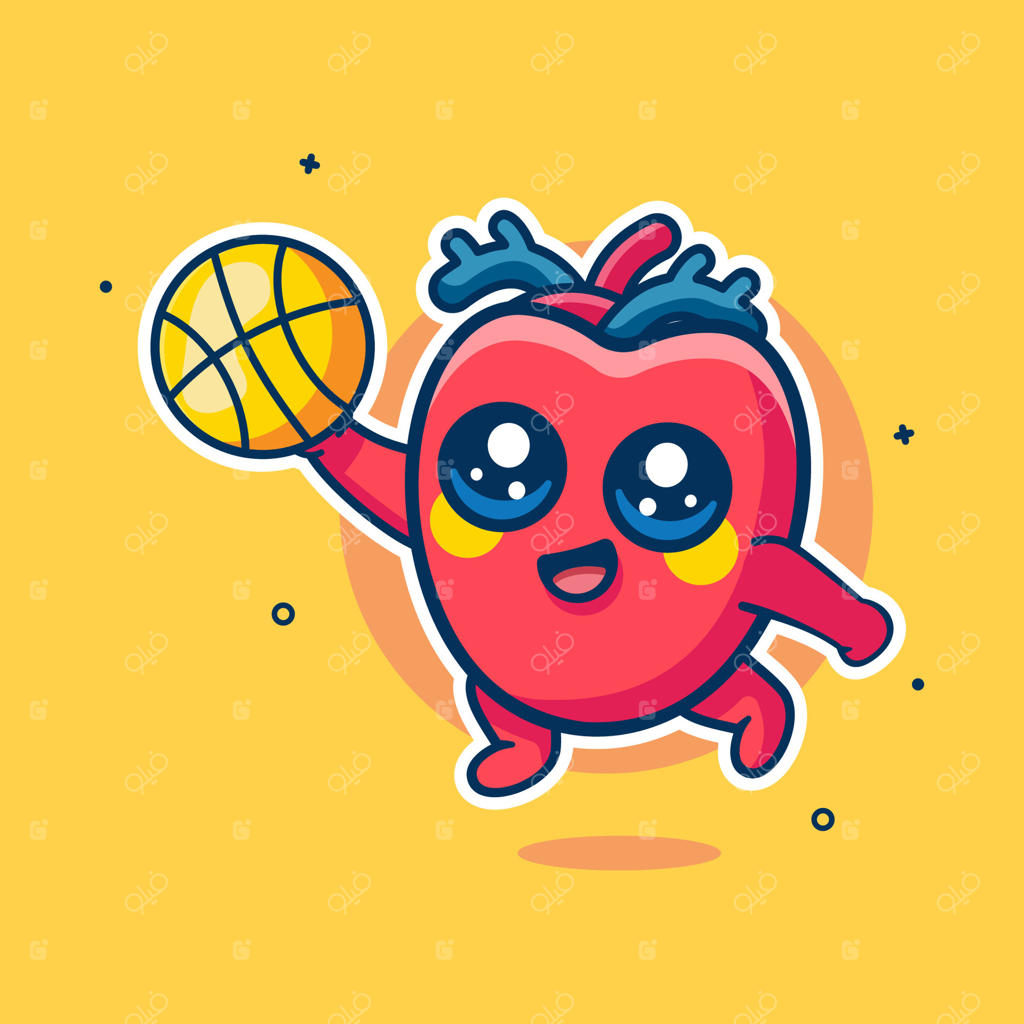 وکتور حرفه‌ای کاراکتر کارتونی سبزیجات بازیگوش در حال بازی بسکتبال