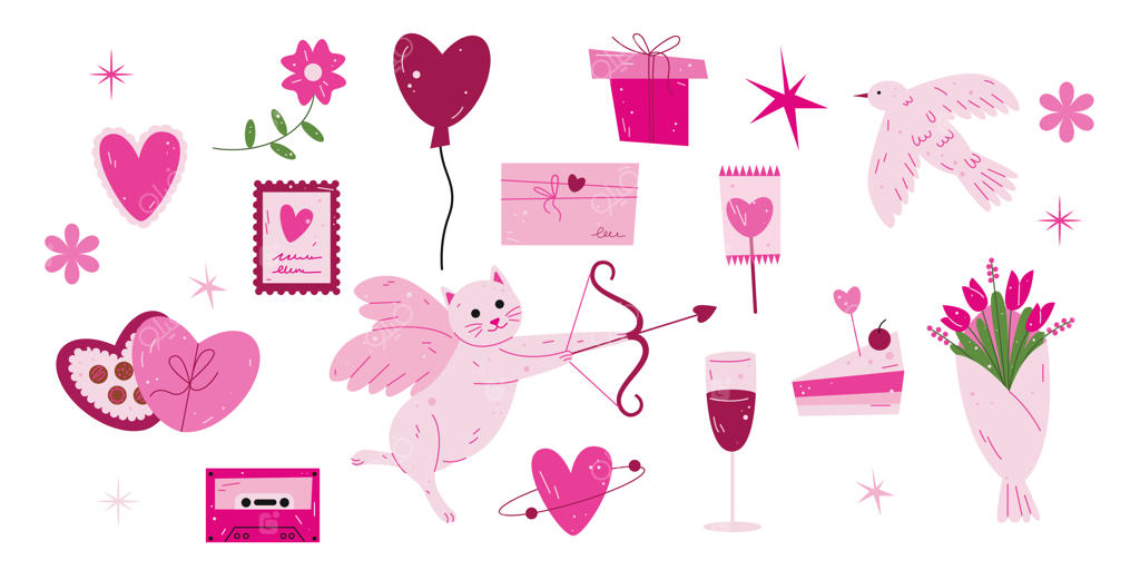 مجموعه‌ای از تصاویر وکتور روز ولنتاین
