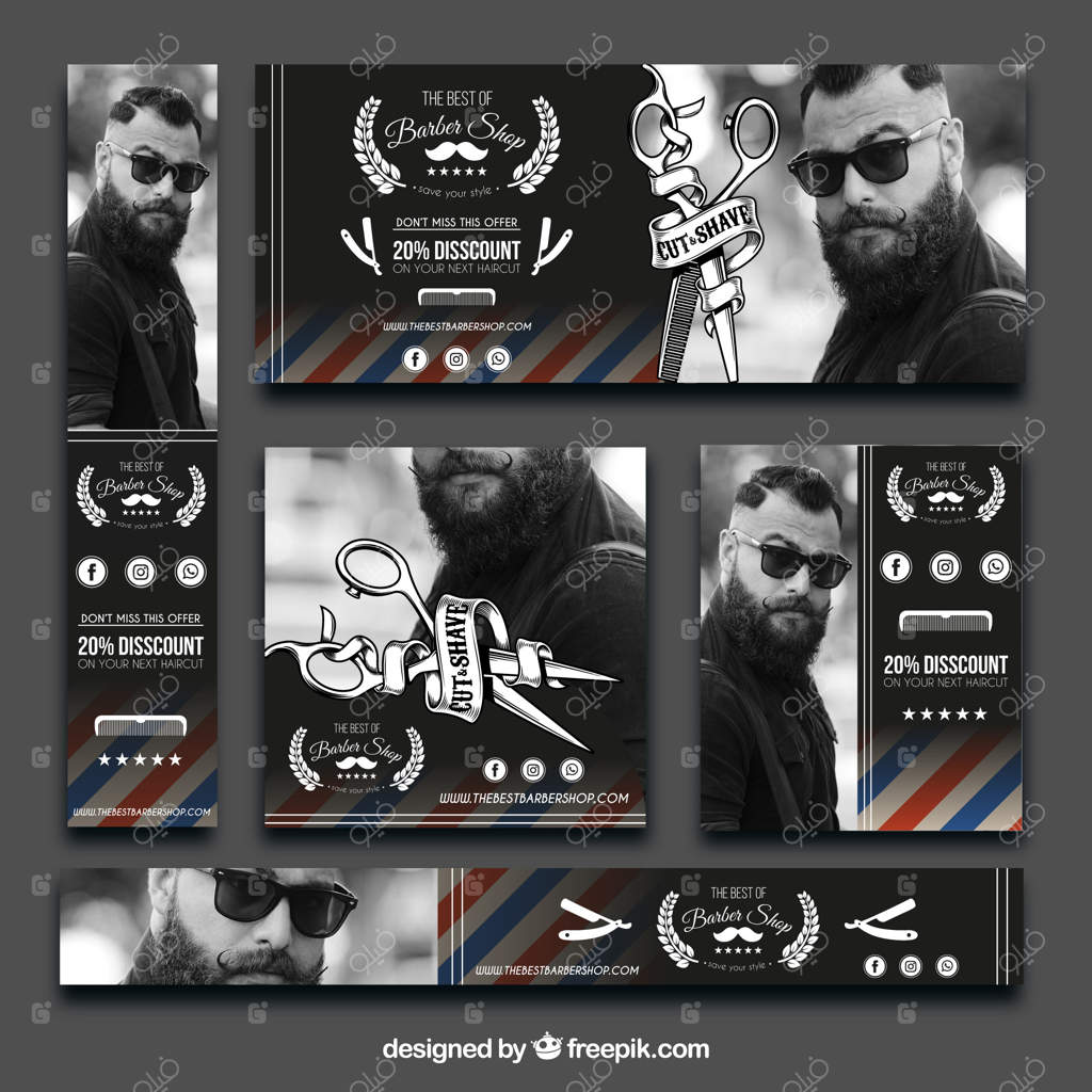 مجموعه مدرن بنرهای آرایشگاه