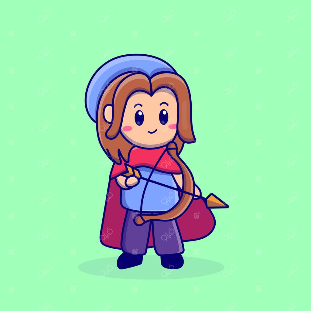 کارتون بامزه یک کماندار در سبک فلت وکتور انسانی