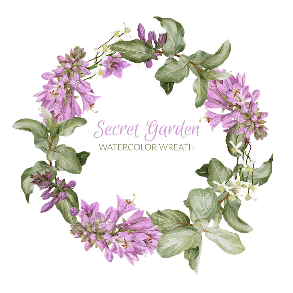 شاخه‌های هوستا ژاپونیکا و زیتون نقره‌ای، طراحی دستی