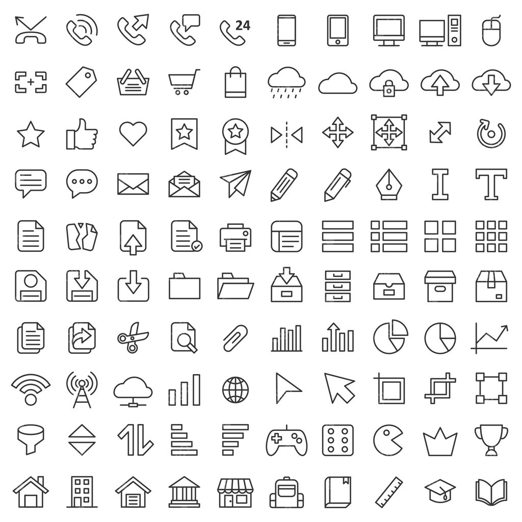 مجموعه ۱۰۰ آیکون پایه UI/UX