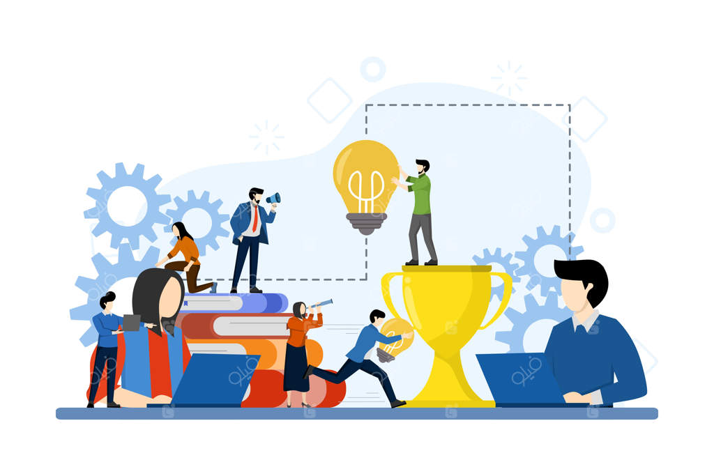 تصویری از یک شرکت درگیر در همکاری برای ساخت و پیشرفت شغلی به سوی موفقیت