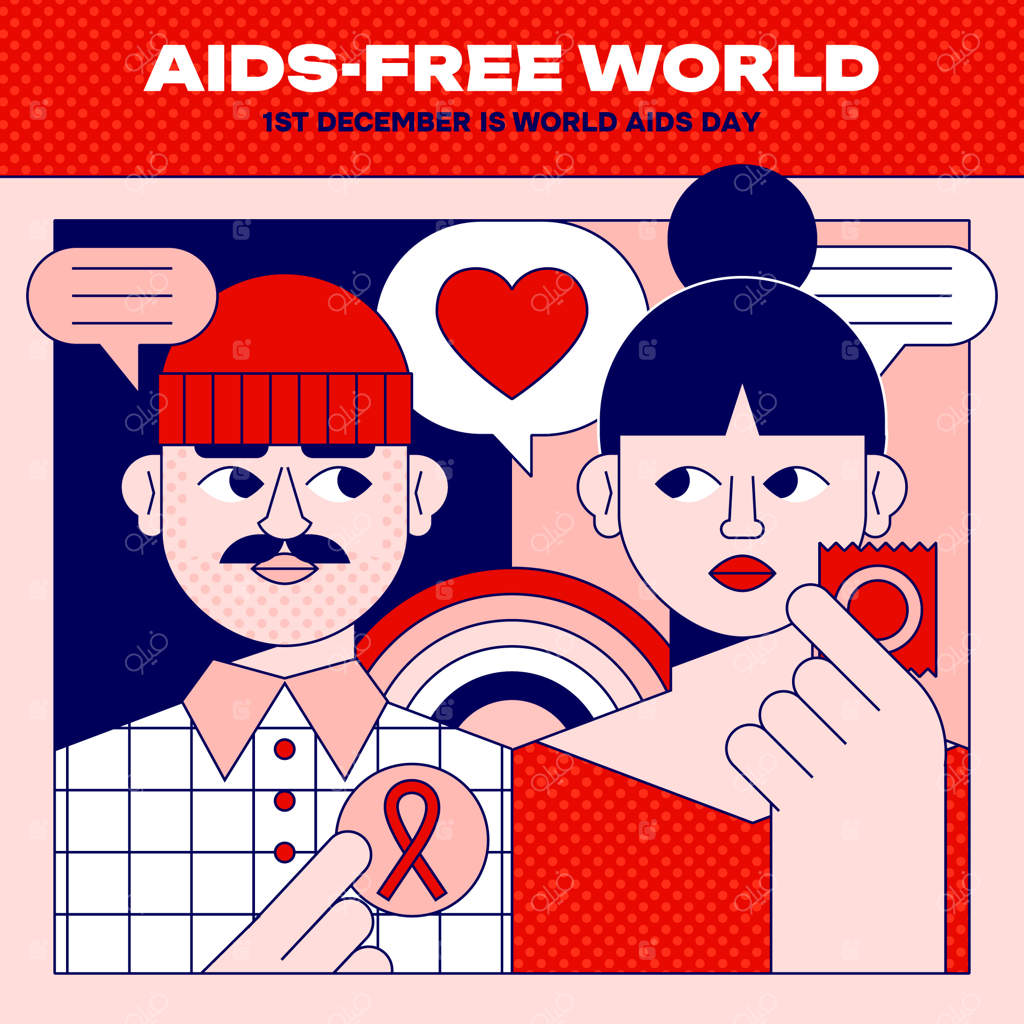 تصویرسازی روز جهانی ایدز به سبک مینیمالیستی