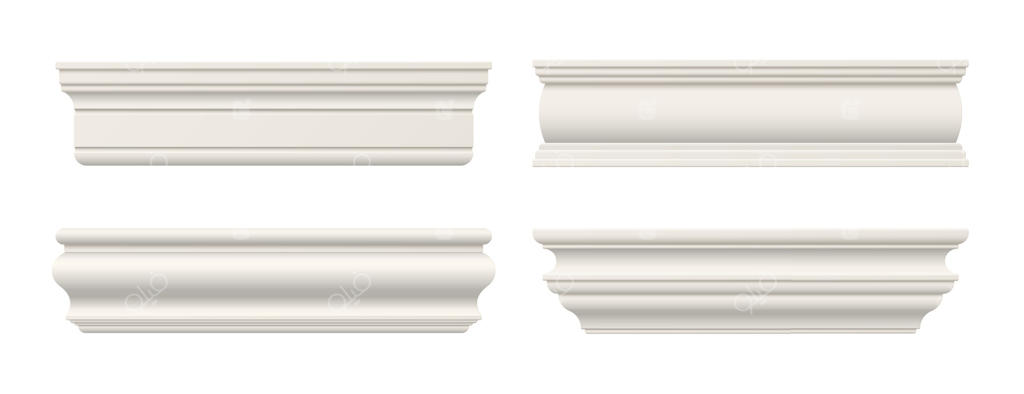 قرنیز، گچبری سقف، و دیوارکوب پایه‌دار