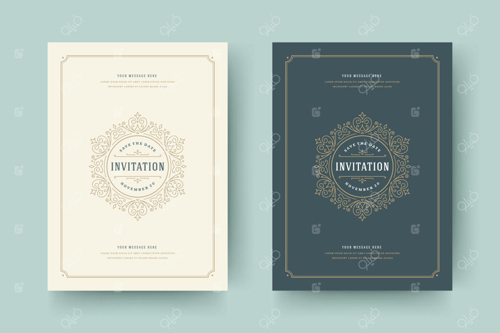 کارت دعوت ذخیره تاریخ عروسی با تزئینات و زینت‌ها.