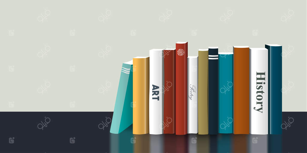 قفسه کتاب - تصویر سه‌بعدی وکتور واقع‌گرایانه با طراحی رنگی برای کتاب‌فروشی داخلی