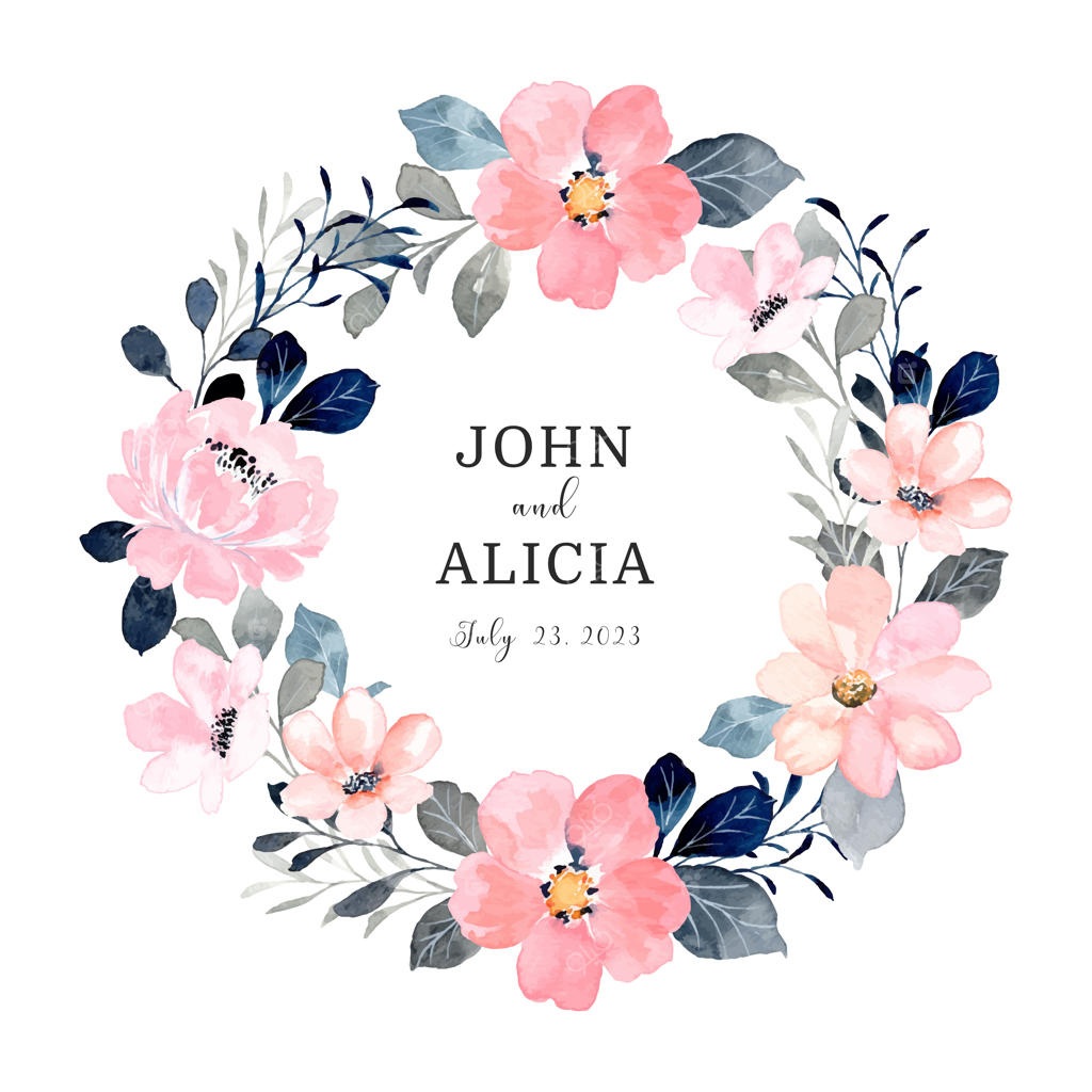 تاریخ را ذخیره کنید: حلقه گل صورتی با آبرنگ