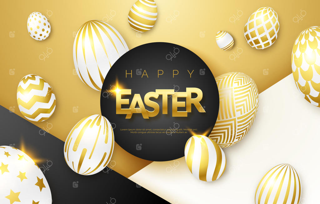 پس‌زمینه عید پاک با تخم‌مرغ‌های تزیین‌شده