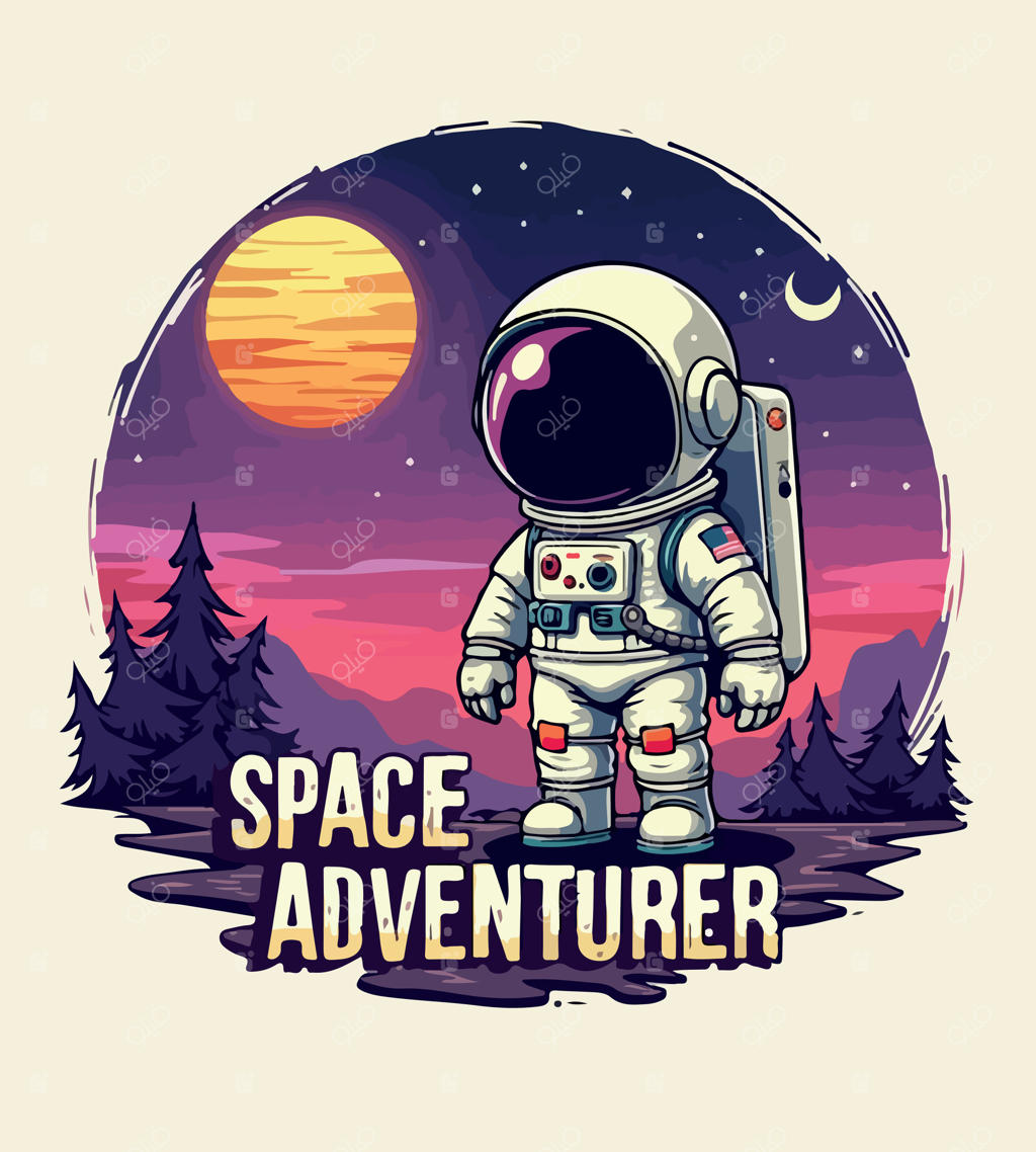 طرح تی‌شرت مأموریت فضایی با تصویر فضانورد