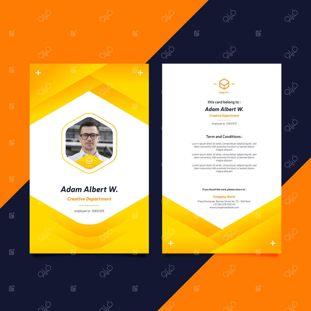 کارت شناسایی عمودی با طرح انتزاعی