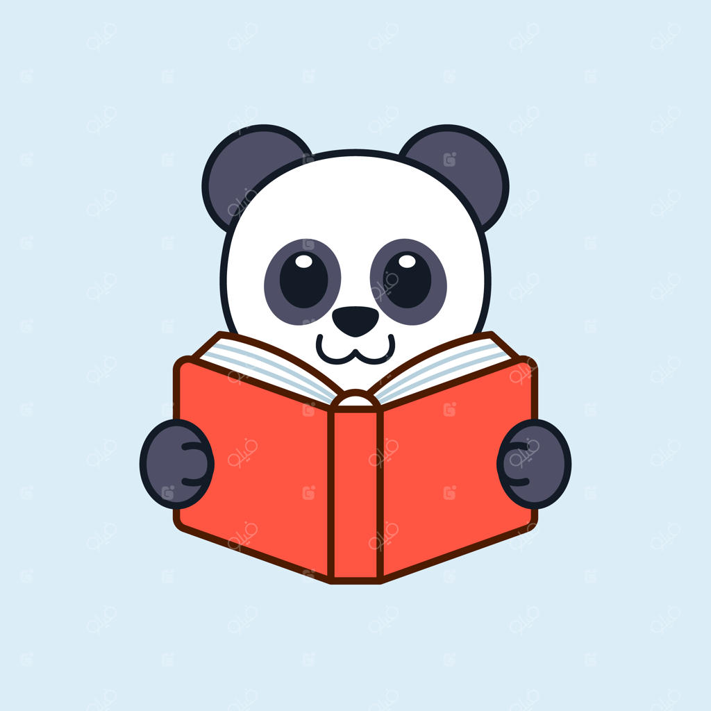 پاندای بامزه در حال کتاب خواندن