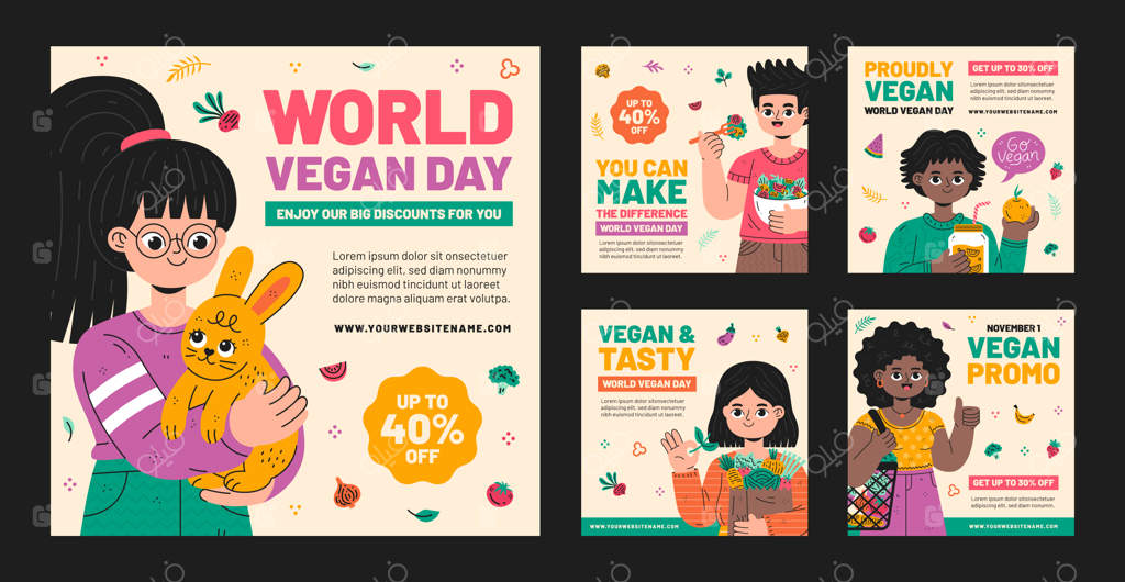 مجموعه پست‌های اینستاگرامی روز جهانی وگان‌ها