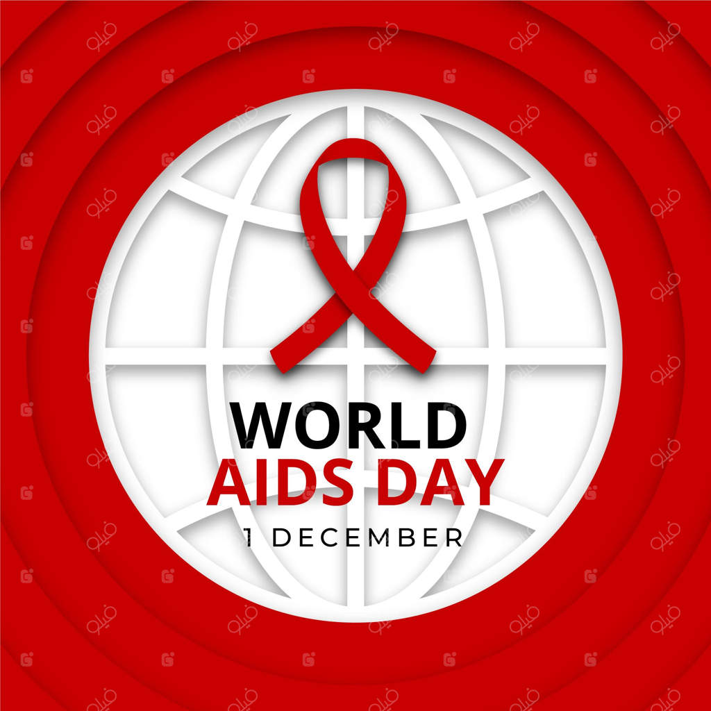 روبان روز جهانی ایدز به سبک کاغذ بر روی کره زمین